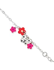 Sterling Silver Adjustable Enameled Baby Charm Bracelet. Metal Wt- 5.07g