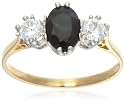 9ct Yellow Gold AMR322494 Ladies Sapphire & Cubic Zirconia 3 Stone Ring