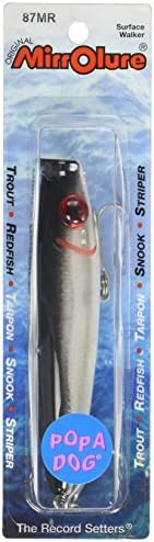 MirrOLure Popa Dog Lure, Black Back/White Belly, 4-Inch