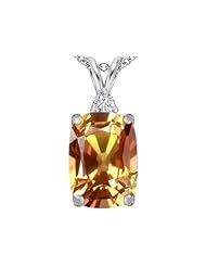 Original Star K (tm) Large 14x10mm Cushion Cut Simulated Imperial Yellow Topaz Pendant in 925 Sterling Silver