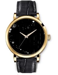 SPRAWL Aanalog Fashion Series Gold Ladies Watches of Genuine Black Leather Strap,Unique Wrist Watch for Women Girls Designed with Rain of hearts