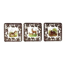 Spode Woodland 4-Inch Square Coasters, Set of 6, Birds by Spode