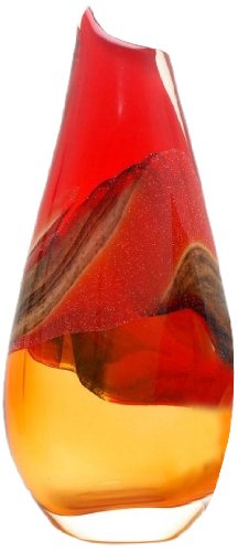 Ecco!Murano Hand Blown Large 17" Vase Red, Amber