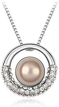 VVeda Korean Fashion Pearl Pendant Necklace Female Clavicle Chain Alloy Pendant(E3)