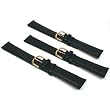 3 Black Leather Watch Bands Padded Smooth Calf 18mm New