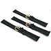 3 Black Leather Watch Bands Padded Smooth Calf 18mm New