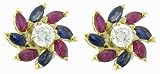 Ladies 0.60ct Blue Sapphire and 0.60ct Ruby Earring Jackets