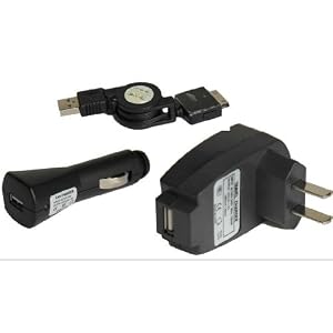 3 Piece Value Combo Accessory Bundle Kit: USB Car Charger + USB Travel Charger + USB Data Sync Cable for Microsoft Zune 4GB, 8GB, 80GB and 120GB models
