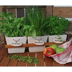 Greemotion 361252 Kr�utergarten Keramik 3 T�pfe eckig, wei�