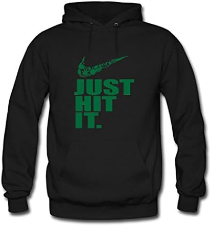 Close2U Men's Classic Refashion Just Hit It Cool Print Pullover Hoodie Medium Black