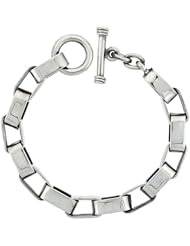 Sterling Silver Oval Cut-out Link Bracelet Toggle Clasp Handmade 1/2 inch wide, sizes 8, 8.5 & 9 inch