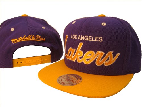 Los Angeles LA Lakers Mitchell & Ness Purple & Gold Adjustable Snap Back Baseball Cap Hat