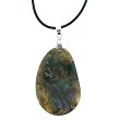 Freeform Faceted Labradorite Pendant with Adjustable White Cord (16" - 20")