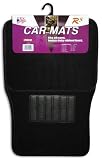 Universal Carpeted 4 Piece Floor Mat With Rubber Heel Pad, BLACK