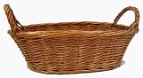 Oval Wicker Basket with Handles - 31x21x9cm (Dark Stain)