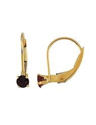 14K Yellow Gold Imitation Garnet Childrens Earrings
