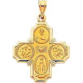 14K Gold Four Way Cross Charm by FindingKing