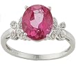 10k White Gold Oval Pink Topaz and Diamond Ring (1/10 TDW)