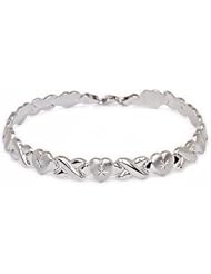 Stampato Heart and "X" Chain Bracelet -White Gold, 10k