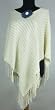 Handmade Comfortable Organic Poncho - Natural with Elegant Embellishment and Crocheted Flower (One-of-a-kind, Recommended for Women wearing LARGE size clothing)
