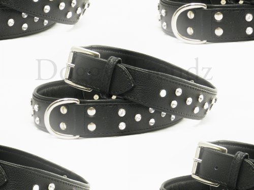 leather diamante dog collar