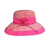 Fuchsia Large Brim Bucket Hat W/Flower Applique