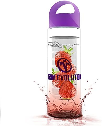 Trim Evolution Fruit Infusion Water Bottle For Use With Fruits, Vegetables &amp; Herbs, Premium Non-Toxic Plastic, Leak-Proof, Shatter-Proof &amp; Dishwasher-Safe, Affordable &amp; Reusable (Purple)