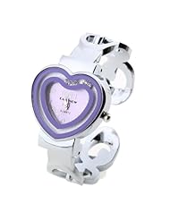 Women Quartz Wristwatch Bracelet Bangle Purple Heart Bezel Arabic Numerals