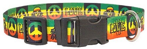 Peace, Love, and Rasta Dog Collar - Small (10