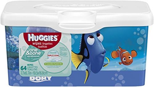 HUGGIES One &amp; Done Refreshing Baby Wipes, Cucumber and Green Tea, Tub 64 Count