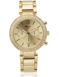Brinley Co. Womens Rhinestone Accent Color-Pop Metal Link Watch