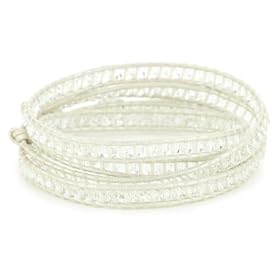Chan Luu Swarovski Crystals On Shell Leather Wrap Bracelet