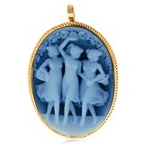 14K Yellow Gold Frame Dance Cameo Pendant
