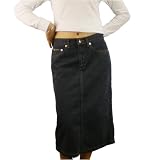 Womens Calvin Klein Jeans denim skirt. 100% authentic dark denim skirt with a 2 front pockets and two back patch pockets design, seams on front side and back with a crosshatch weave on back, hem falls to mid calfs. Great casual designer skirt to go with various styles.