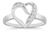 7 Stone Diamond Heart Ring in 14K White Gold