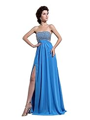 Sexy Strapless Chiffon Sequined Backless Lace-Up Evening Dress/Maxi Dress 