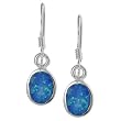 Delicate Sterling Silver .925 Stamp Hypoallergenic Nickel Free Sturdy Blue Opal Oval Earrings