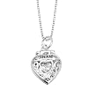 Sterling Silver Mom I Love You XOXOXOX Cubic Zirconia Heart Pendant, 18