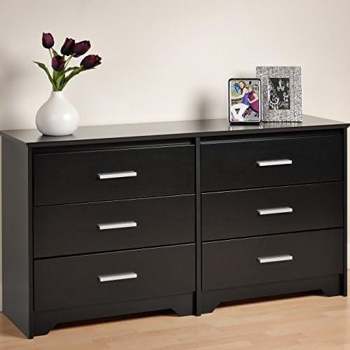 Premium Black Modern Six Drawer Dresser - Contemporary Drawer Bedroom Living Spaces Home Furniture Storage Chest