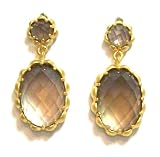 Just Give Me Jewels Vermeil Smokey Quartz Faceted Two-Tiered Post Dangle Earrings