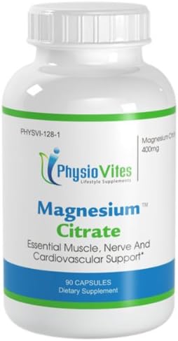 Magnesium Citrate Muscle, Nerve And Cardiovascular Support PhysioVites Magnesium 400mg 1 Bottle 90 Capsules