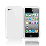 for iPhone 4 White Silicone Case & Screen Protector