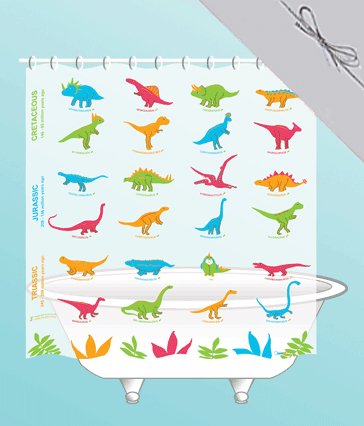 Dinosaurs Shower Curtain in EVA vinyl