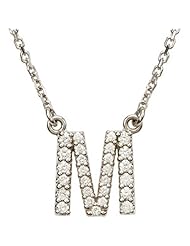 14K White Gold Diamond Initial Necklace "M" -- LIFETIME WARRANTY