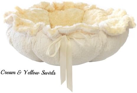 Hello Doggie 80000csy 23 x 30 in. Open Flower Dog Bed, Large - Cream Swirls & Yellow