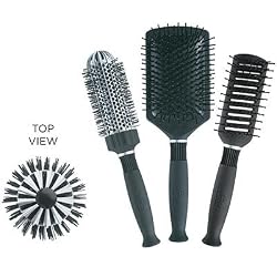 KareCo Set of 3 Hair Brushes Thermal Round Brush, Large Paddle Brush, Tunnel Vent Brush