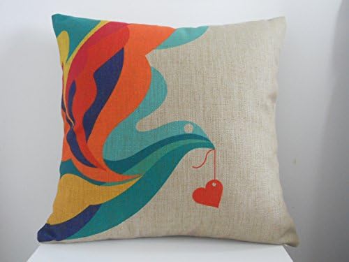 Decorbox Cotton Linen Square Fashion Throw Pillow Case Shell Decorative Cushion Cover Pillowcase Colorful Bird 18 "X18 "
