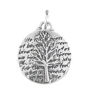 Small Round Reversible Tree of Life Pendant with Words of Inspiration in Sterling Silver, #8224