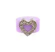Ring - R58 - Silicone Ring with Heart Shape Crystal Charm - Size 7 (18mm) ~ Purple