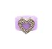Ring - R58 - Silicone Ring with Heart Shape Crystal Charm - Size 7 (18mm) ~ Purple